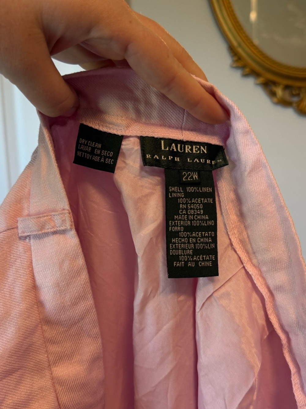 Lauren Ralph Lauren Pink Linen Trousers Size 22W Wide Leg Summer Pants - Picture 2 of 7
